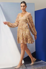 Iris Beige Lurex Short Dress