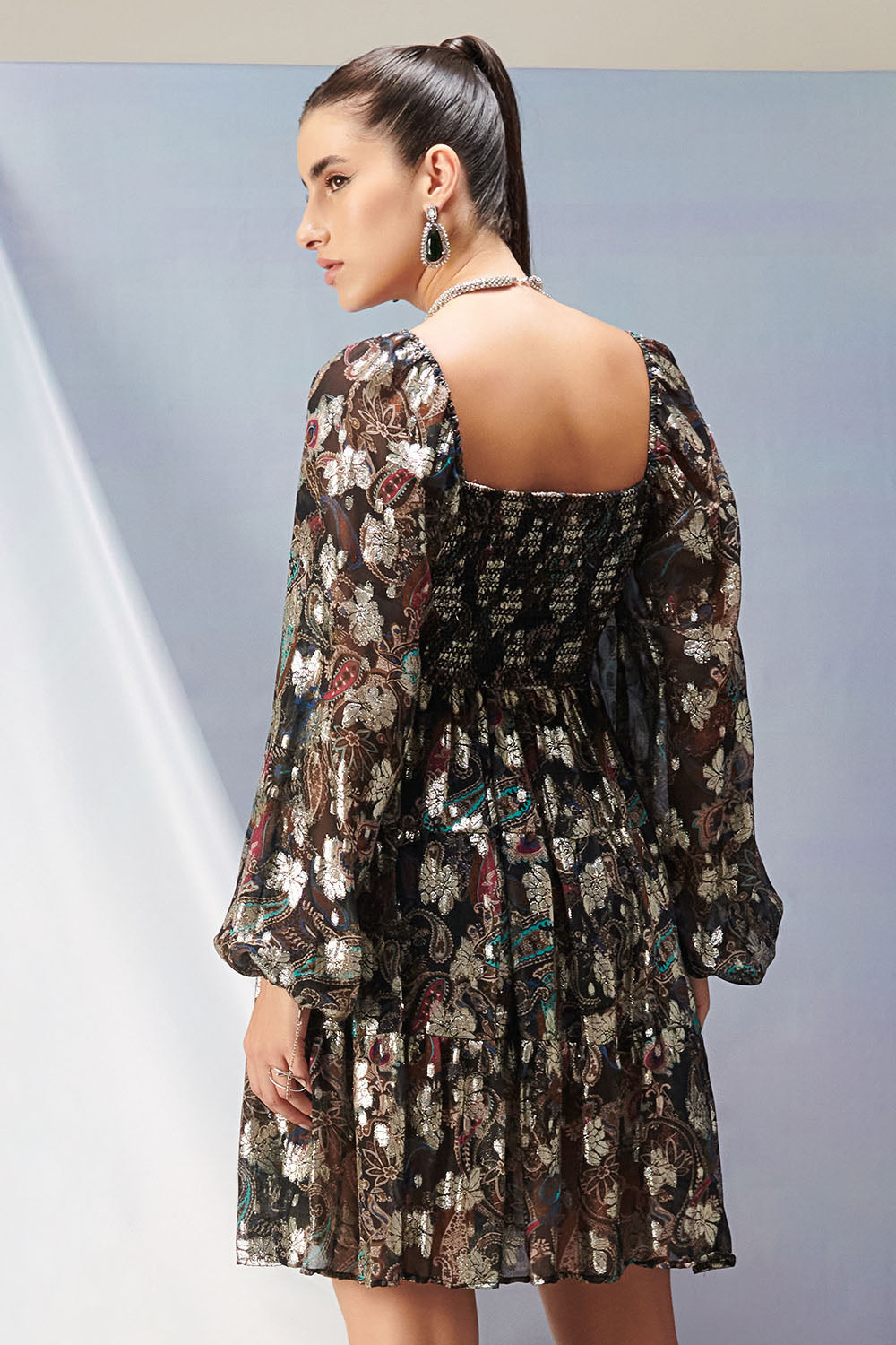 Charlotte Black Lurex Short Dress