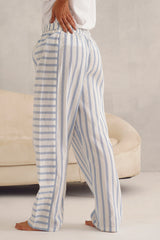 White Tee with Blue Lurex Stripe Pyjama