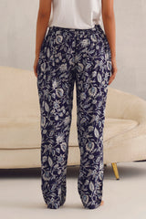 White Tee with Blue Floral Pyjama