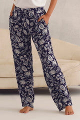 White Tee with Blue Floral Pyjama