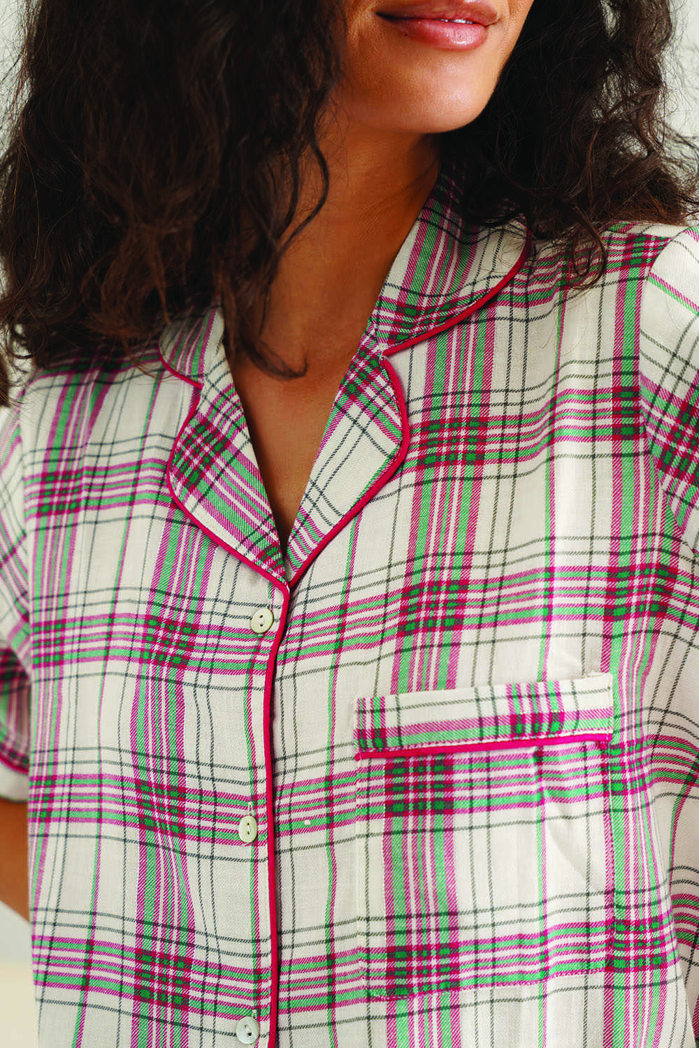 White Checkered Cotton Pyjama Set