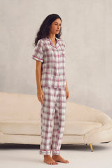 White Checkered Cotton Pyjama Set