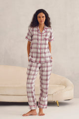 White Checkered Cotton Pyjama Set