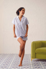 Rosine Stripe Cotton Shorts Set