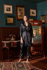 Smooth Smoke Satin 3 Piece Robe & Cami Pyjama Set