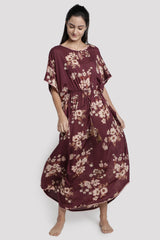 Burgundy Garden Modal Kaftan