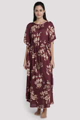 Burgundy Garden Modal Kaftan