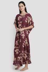 Burgundy Garden Modal Kaftan