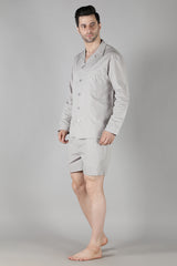 Men's Grey Cubic Shorts Set