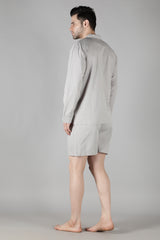 Men's Grey Cubic Shorts Set