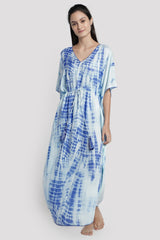 Blue/White Tie-Dye Kaftan