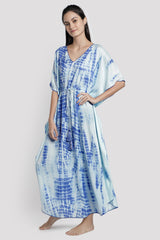 Blue/White Tie-Dye Kaftan
