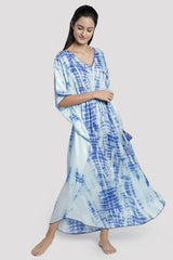 Blue/White Tie-Dye Kaftan
