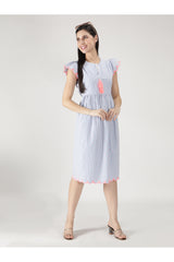 Embroidered Stripe Short Dress