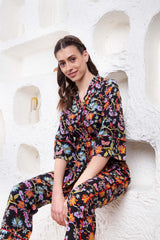 Black Blossom Pyjama Set