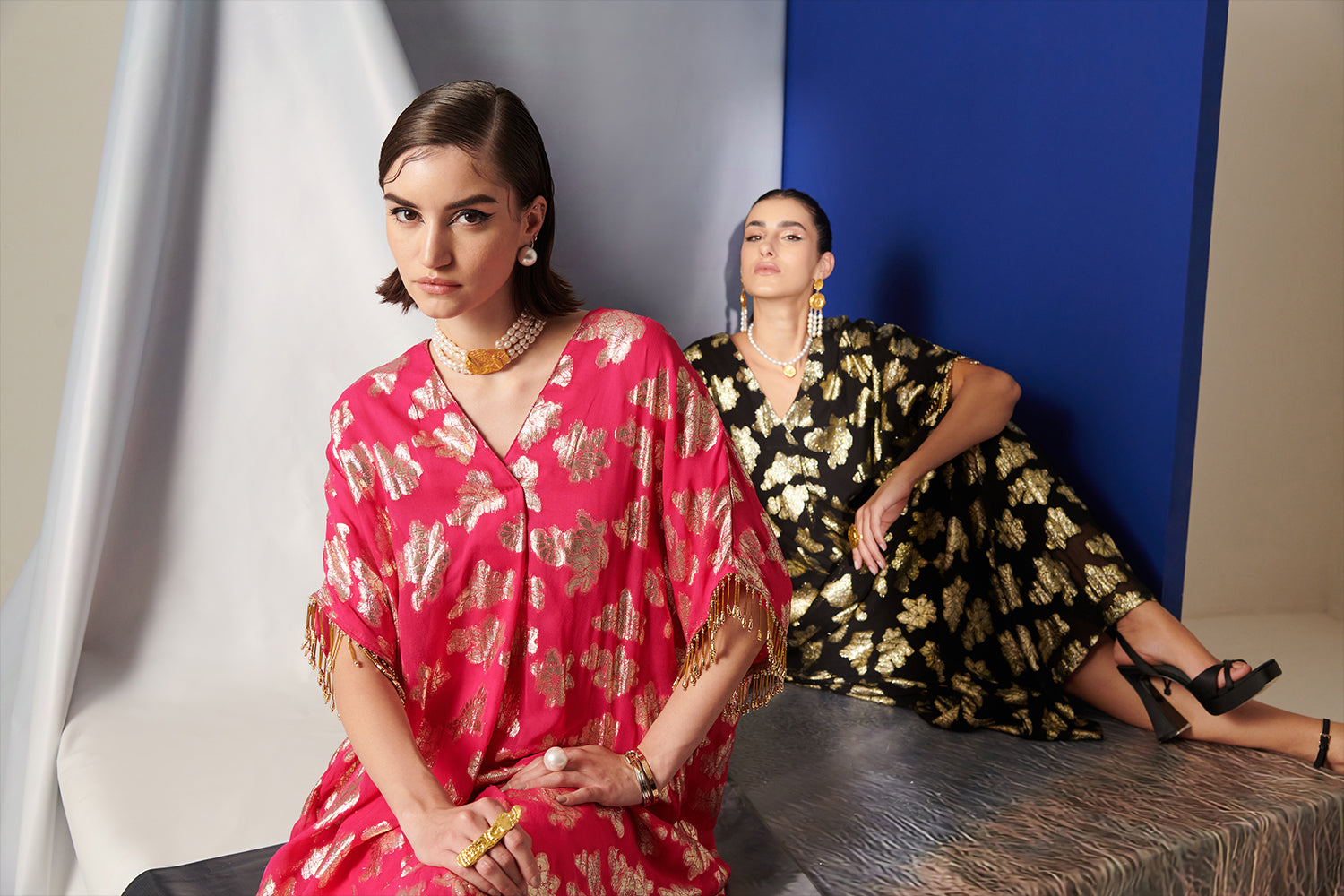 Aubrey Pink Lurex Kaftan
