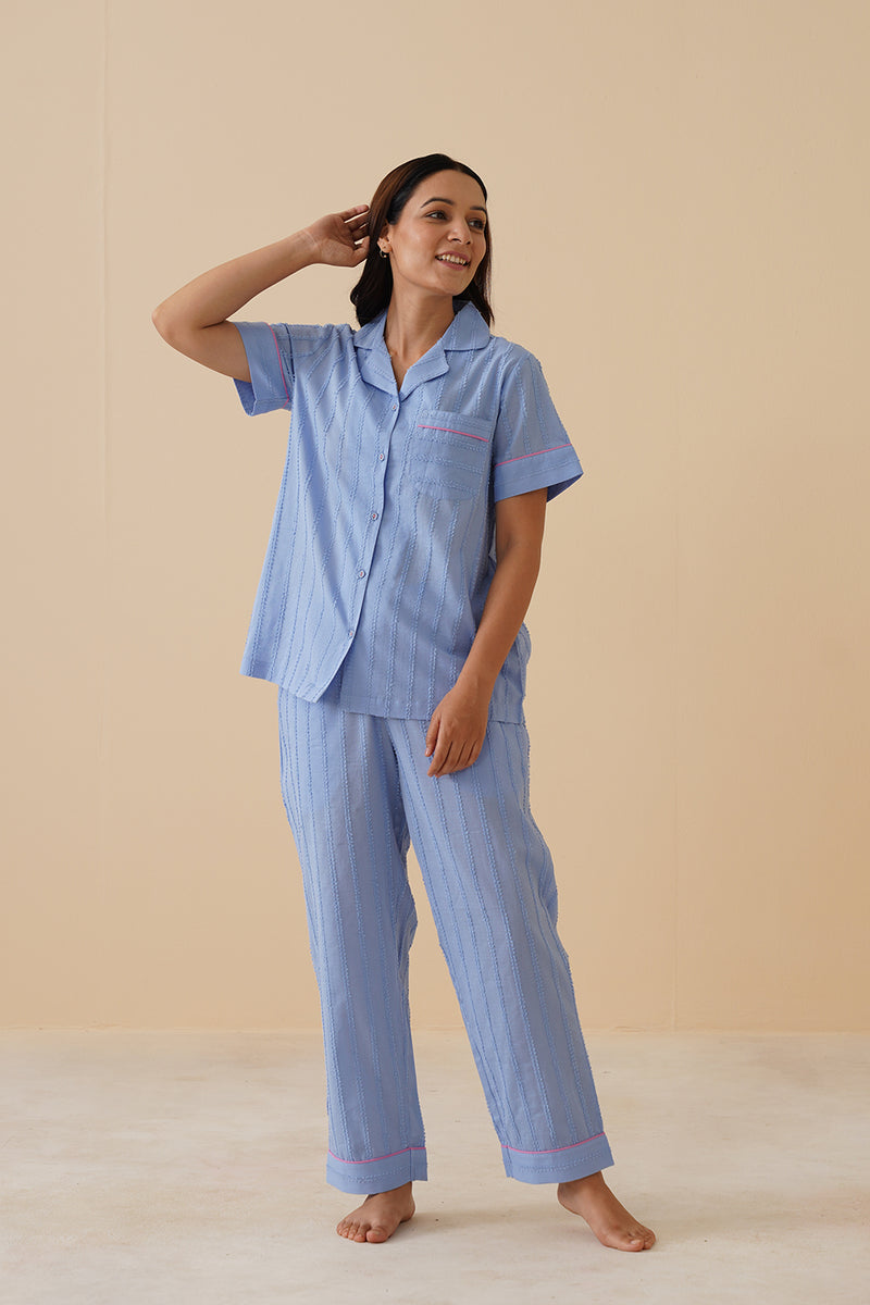 Sky Stripes Cotton Pyjama Set