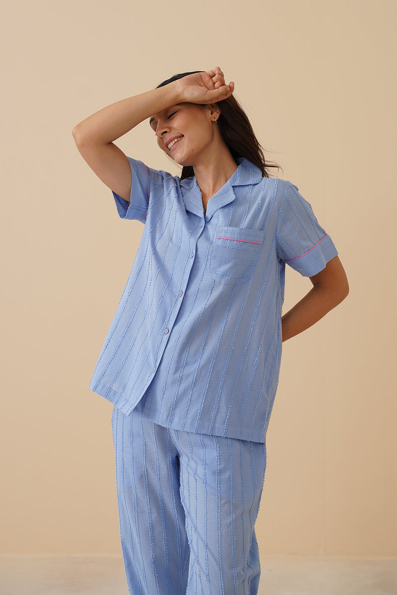Sky Stripes Cotton Pyjama Set
