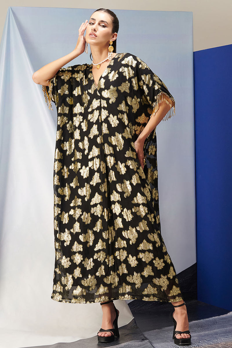 Aubrey Black Lurex Kaftan