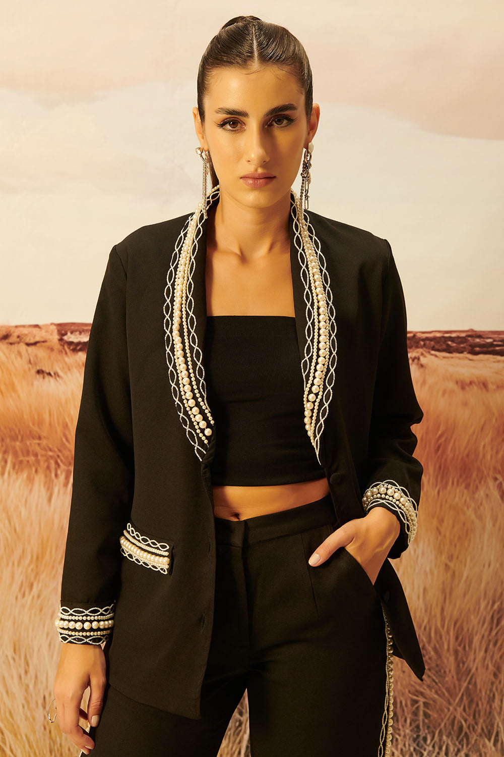 Estelle Pearl Black Blazer