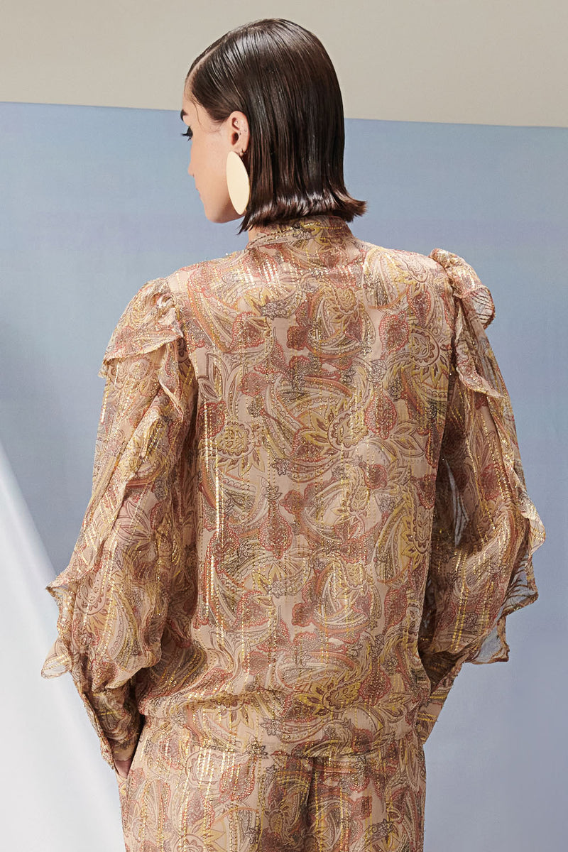 Iris Beige Ruffled Top