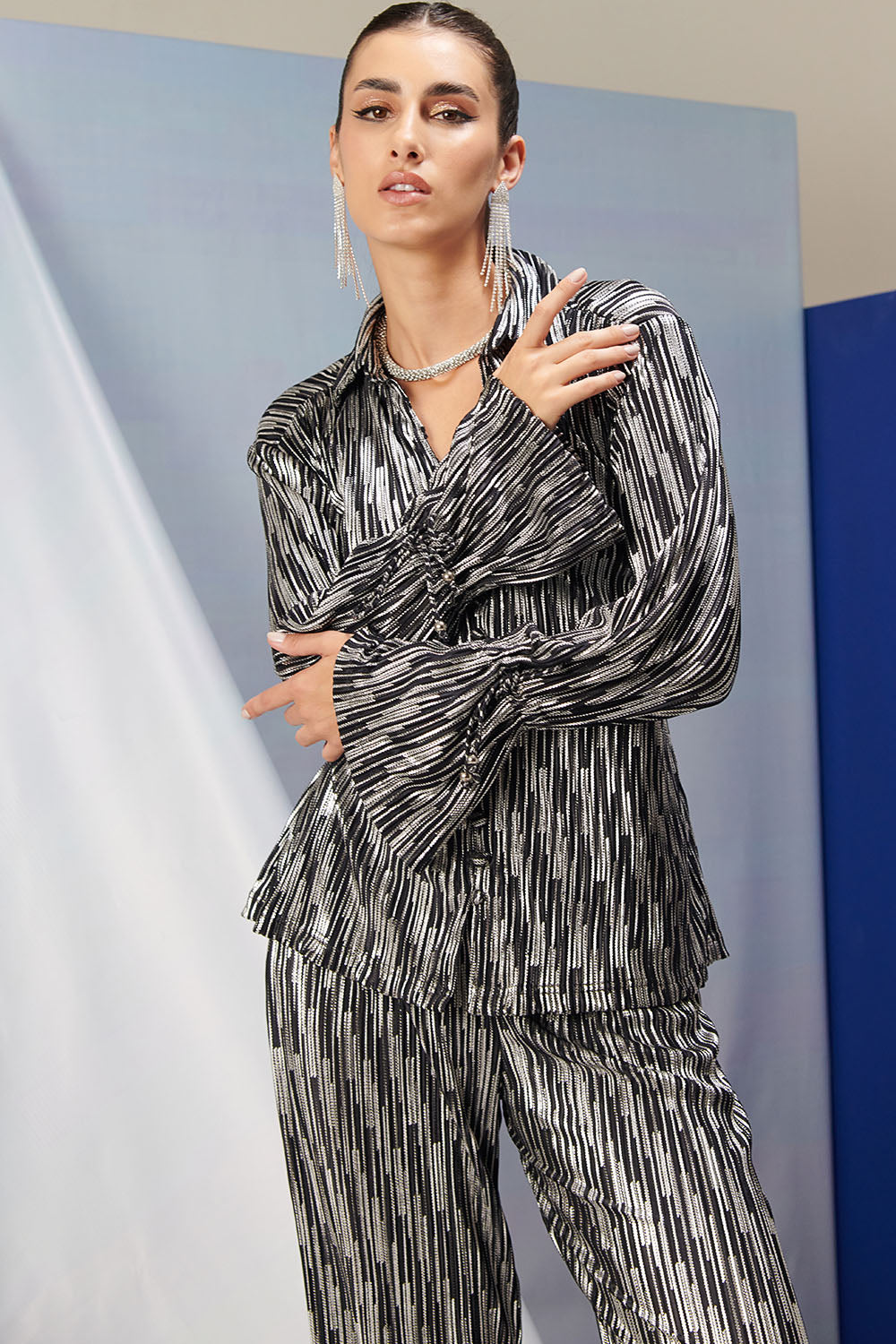 Avery Silver Pleated Co-ord