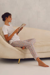 White Tee With Pink Floral Pyjama