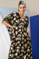 Aubrey Black Lurex Kaftan