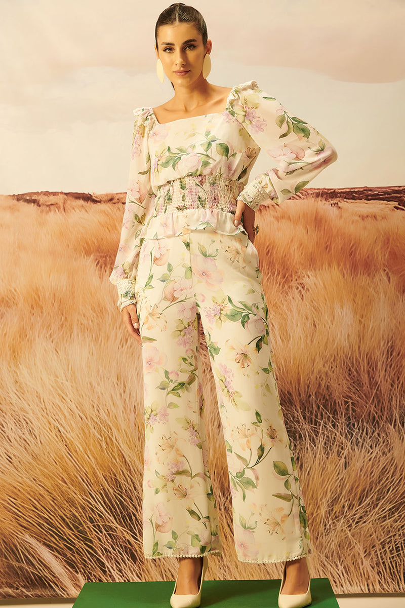 Cleo Smocked Chiffon Top