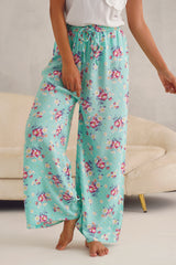 White Tee Green Floral Print Pyjama