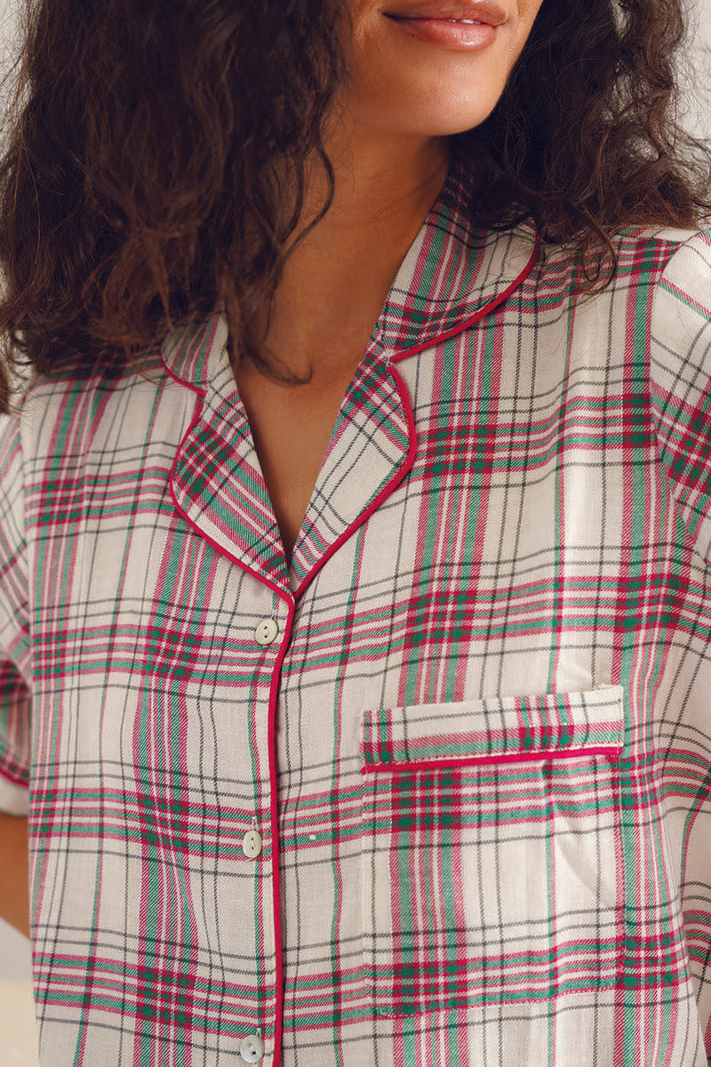 White Checkered Pyjama Set