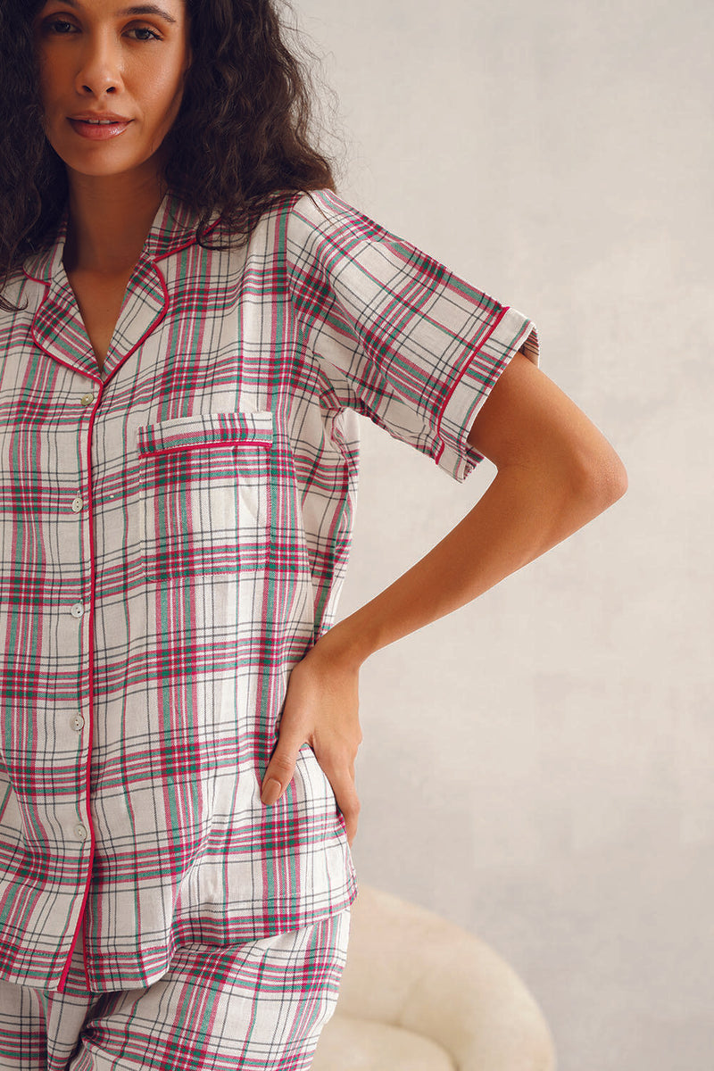 White Checkered Pyjama Set