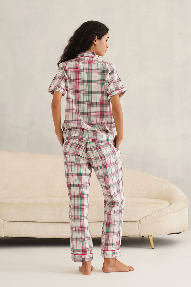 White Checkered Pyjama Set