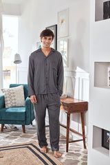 Men's Grey Stripe Pyjama Set