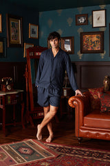 Men's Dark Blue Stripe Shorts Set