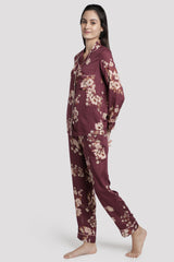 Burgundy Garden Modal Pyjama Set