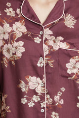 Burgundy Garden Modal Pyjama Set