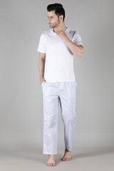 Men's White Tee with Blue Shell Pyjama Set