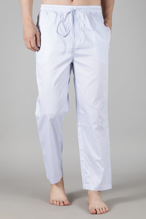 Men's White Tee with Blue Shell Pyjama Set