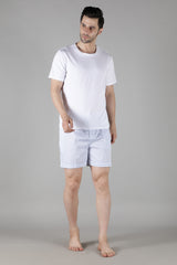 Men's White Tee with Blue Shell Shorts Set