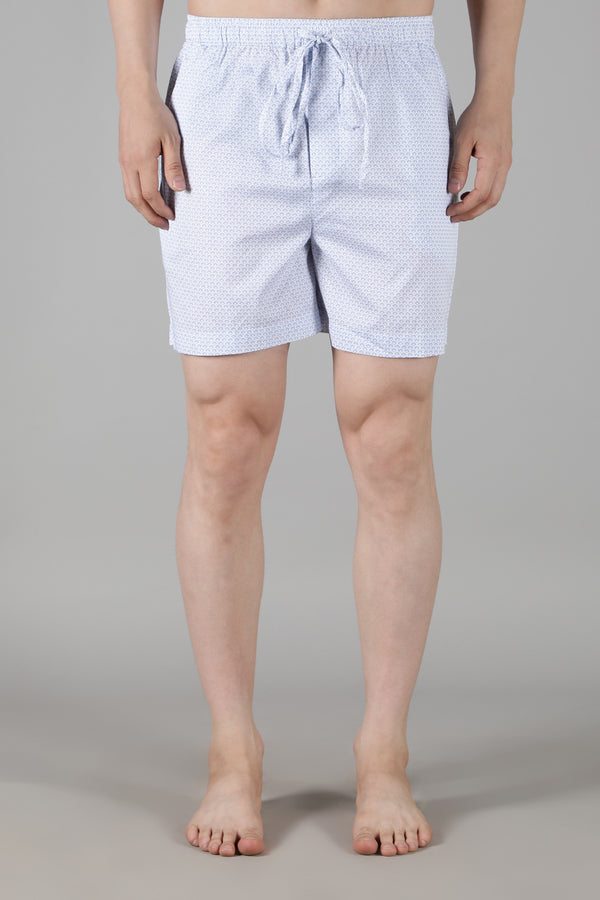 Men's White Tee with Blue Shell Shorts Set
