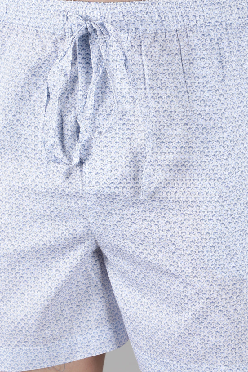 Men's White Tee with Blue Shell Shorts Set