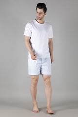 Men's White Tee with Powder Blue Shorts Set