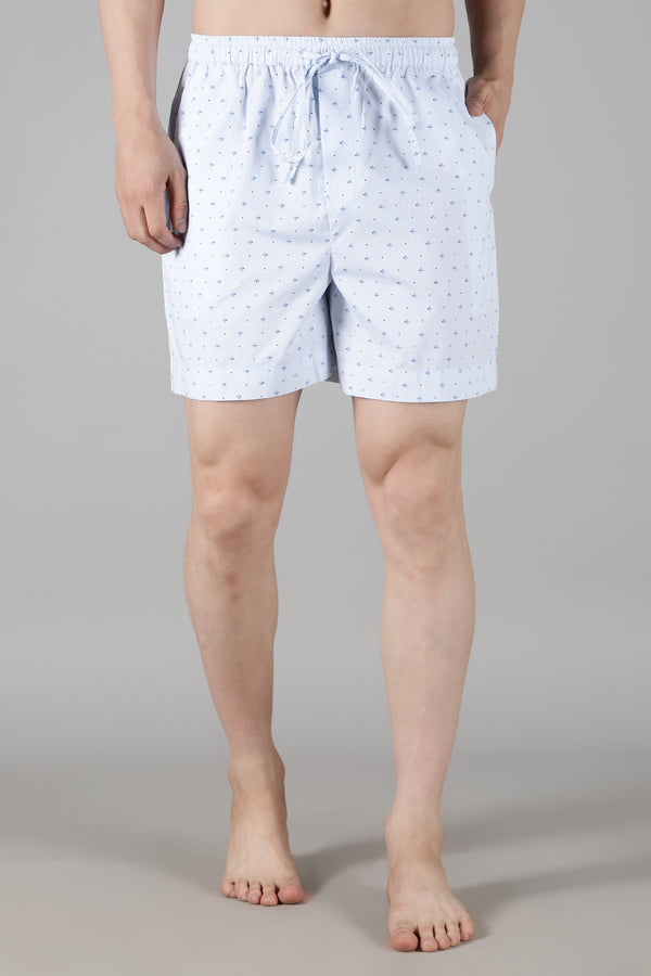 Men's White Tee with Powder Blue Shorts Set