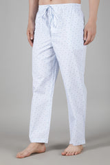 Men's White Tee with Powder Blue Pyjama Set