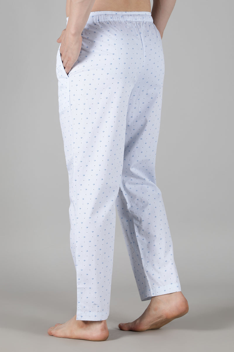 Men's White Tee with Powder Blue Pyjama Set