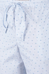 Men's White Tee with Powder Blue Pyjama Set