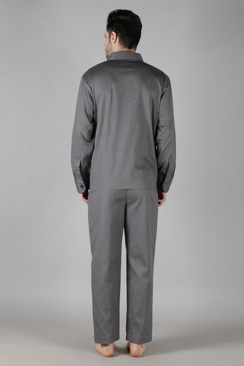 Men's Dark Grey Polka Pyjama Set