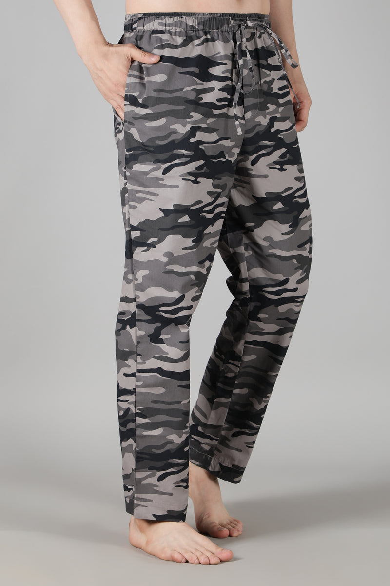 Men's Black Tee with Grey Camo Pyjama Set